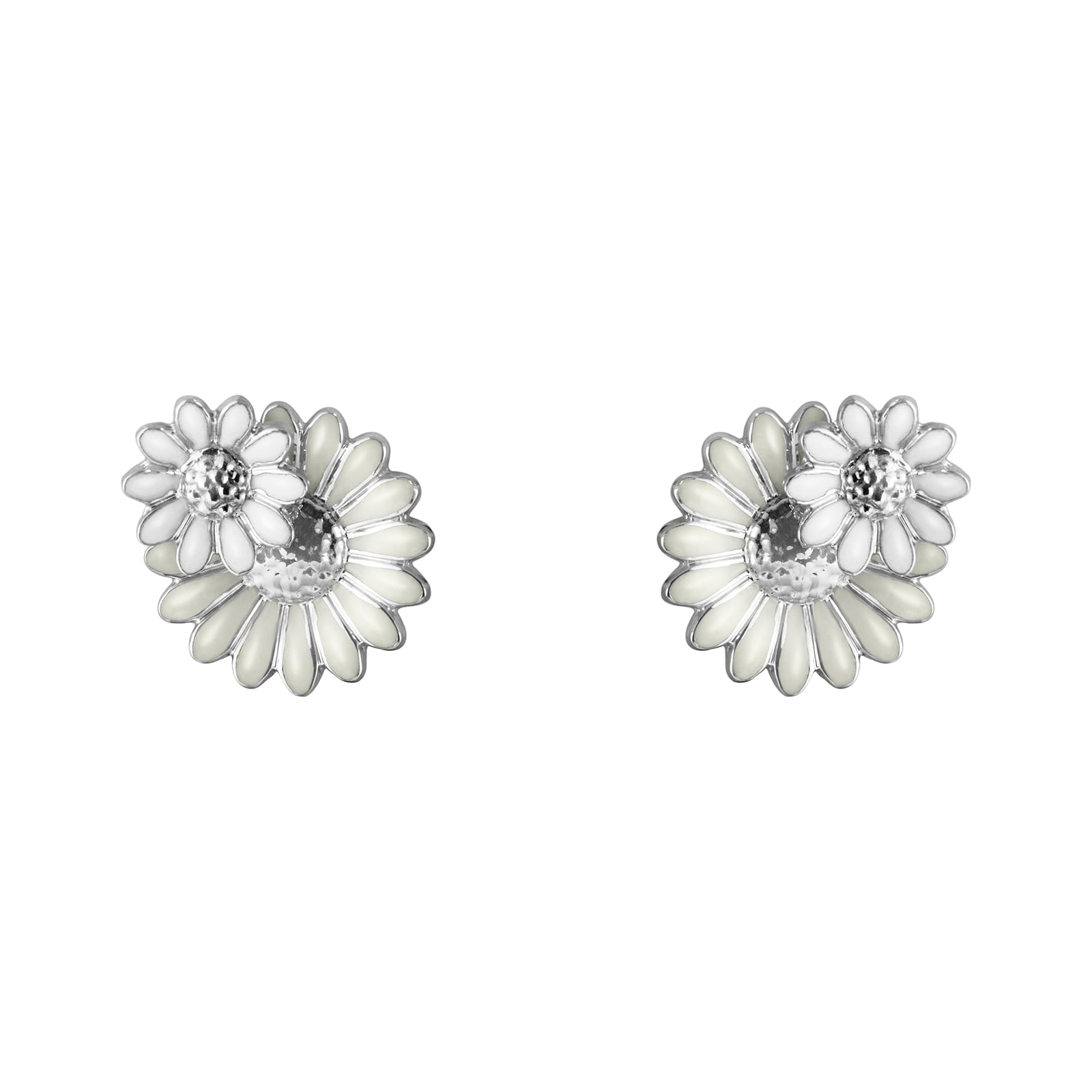 Sterling Silver Daisy Layered Stud Earrings