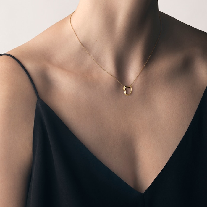 Georg Jensen 18ct Yellow Gold Love Leaf Hearts Pendant