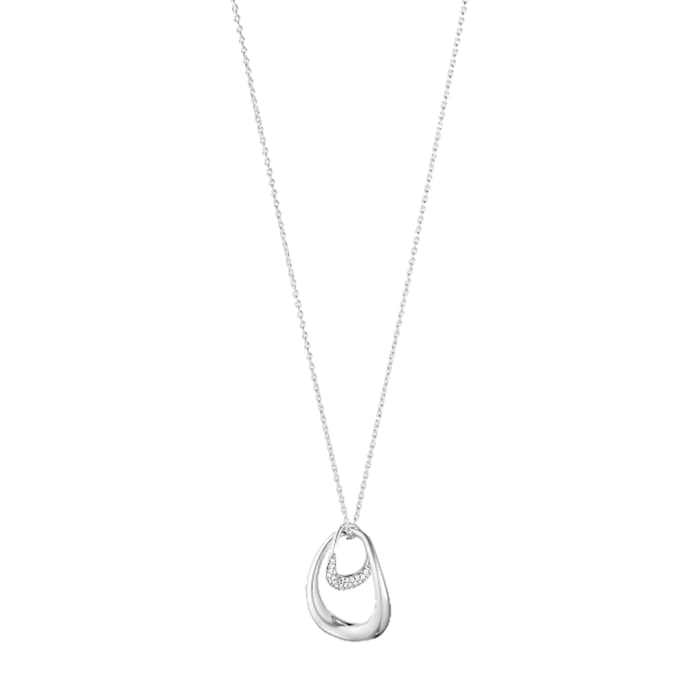 Georg Jensen Sterling Silver 0.08ct Diamond Offspring Pendant Necklace