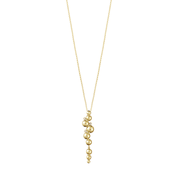 Georg Jensen 18ct Yellow Gold 0.05ct Diamond Moonlight Grapes Pendant Necklace.