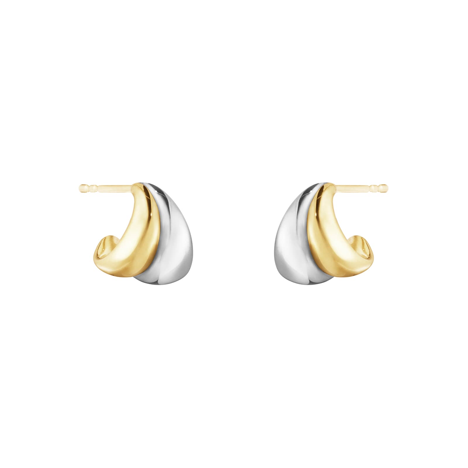 Georg Jensen Sterling Silver & 18ct Yellow Gold Curve Earrings Small