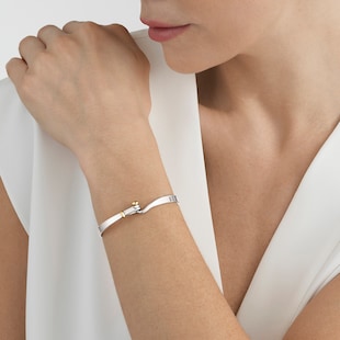 Georg Jensen Sterling Silver & 18ct Yellow Gold Torun Bangle Medium