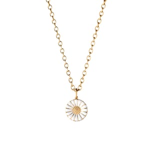Georg Jensen 18ct Gold Plated Sterling Silver & White Enamel Daisy Pendant - Large