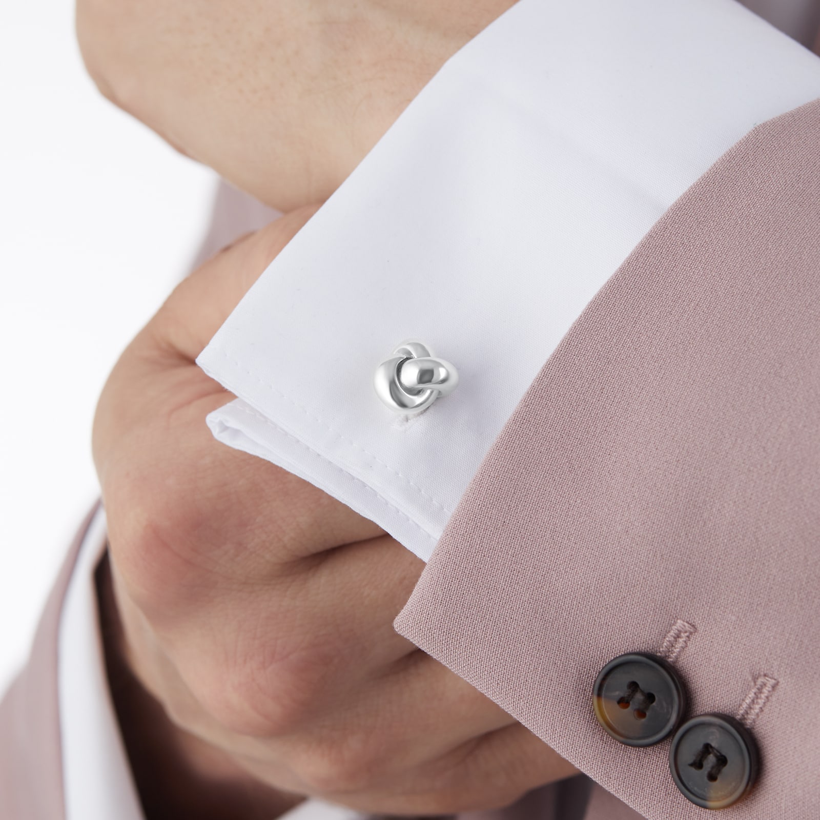 Georg Jensen Silver Mens Classic Knot Cufflinks