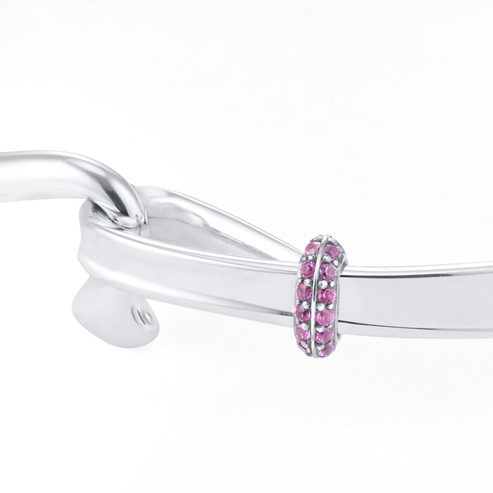 Georg Jensen Exclusive Silver TORUN Pink Sapphire Bangle - Small