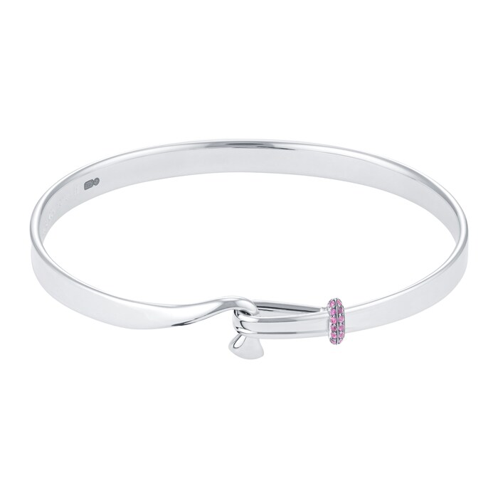 Georg Jensen Exclusive Silver TORUN Pink Sapphire Bangle - Medium