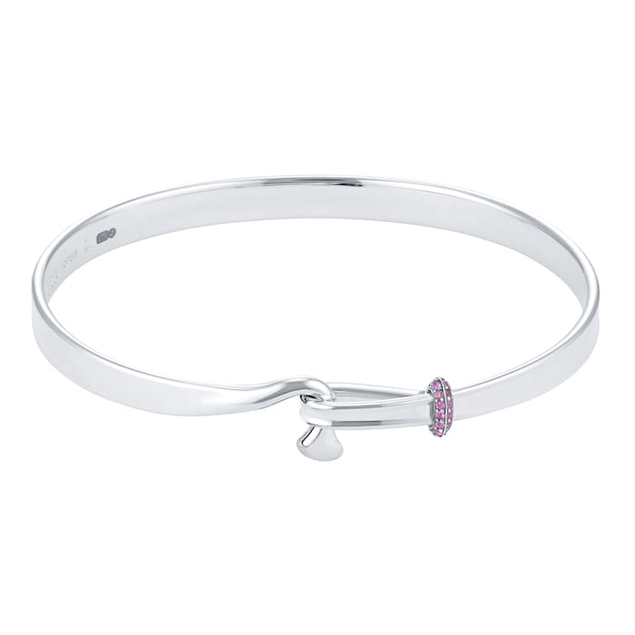 Georg Jensen Exclusive Silver TORUN Pink Sapphire Bangle - Large