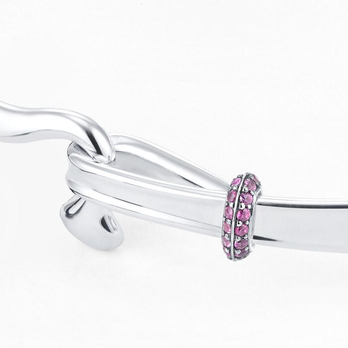 Georg Jensen Exclusive Silver TORUN Pink Sapphire Bangle - Large