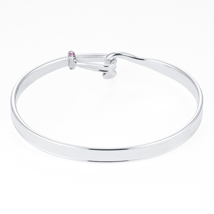 Georg Jensen Exclusive Silver TORUN Pink Sapphire Bangle - Large