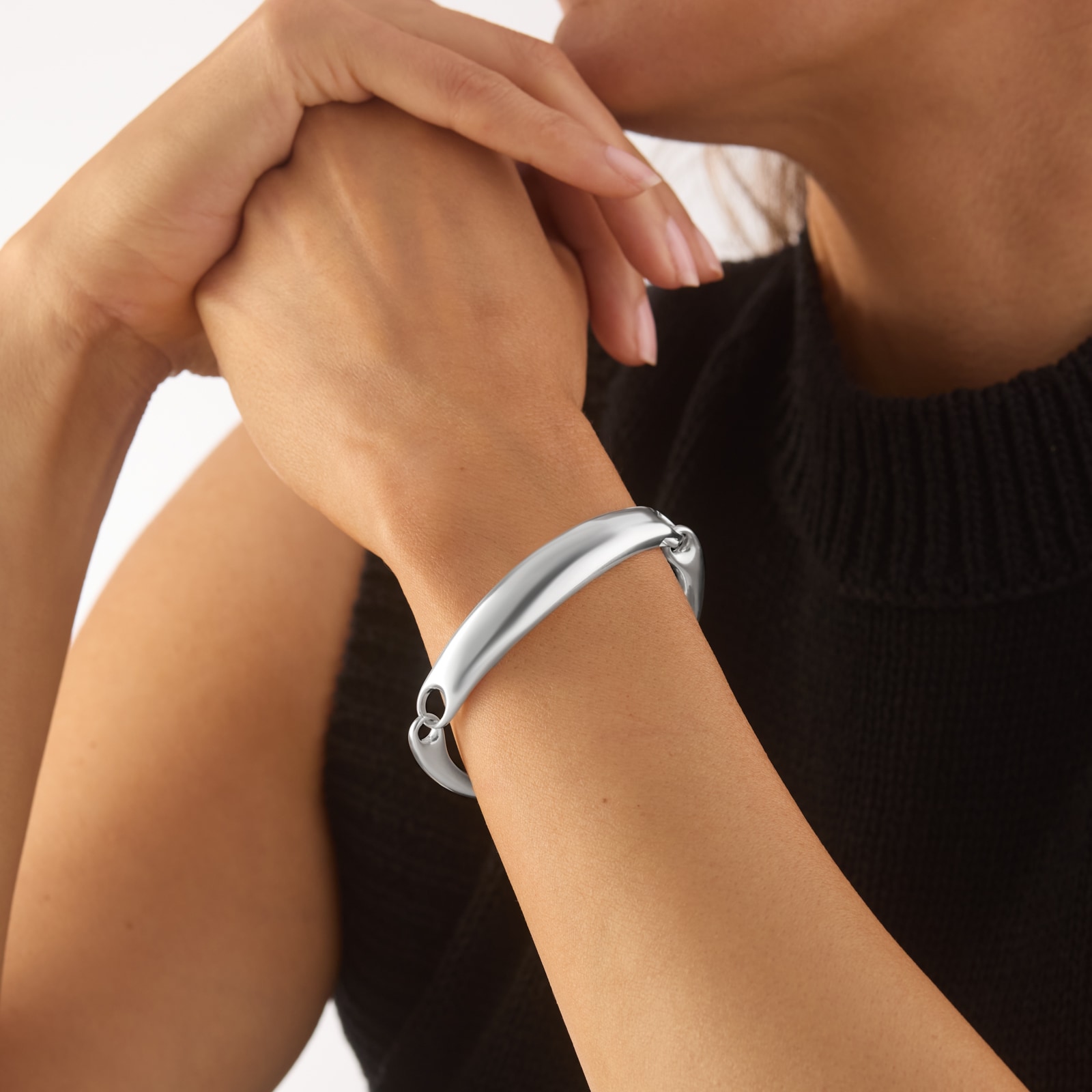 Georg Jensen Sterling Silver Reflect ID Bangle Medium Georg Jensen Sterling Silver Reflect ID Bangle Medium