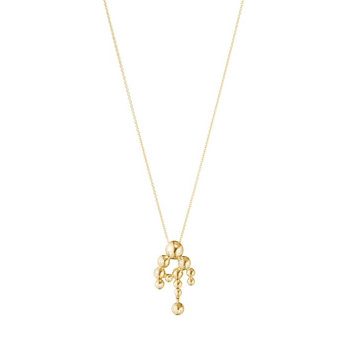 Georg Jensen 18ct Yellow Gold & 0.07ct Diamond Moonlight Grapes Chain Pendant