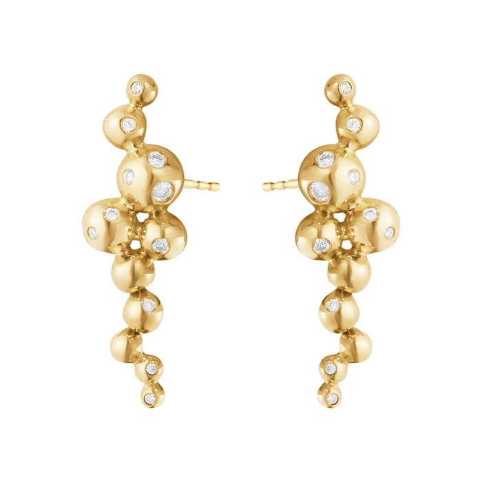 Georg Jensen 18ct Yellow Gold & 0.08ct Diamond Moonlight Grapes Earrings