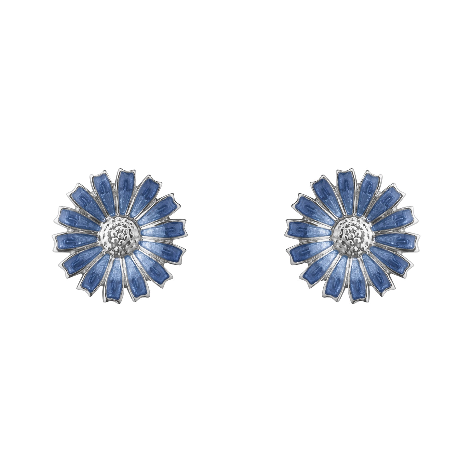 Sterling Silver & Blue Enamel Daisy Stud Earrings image