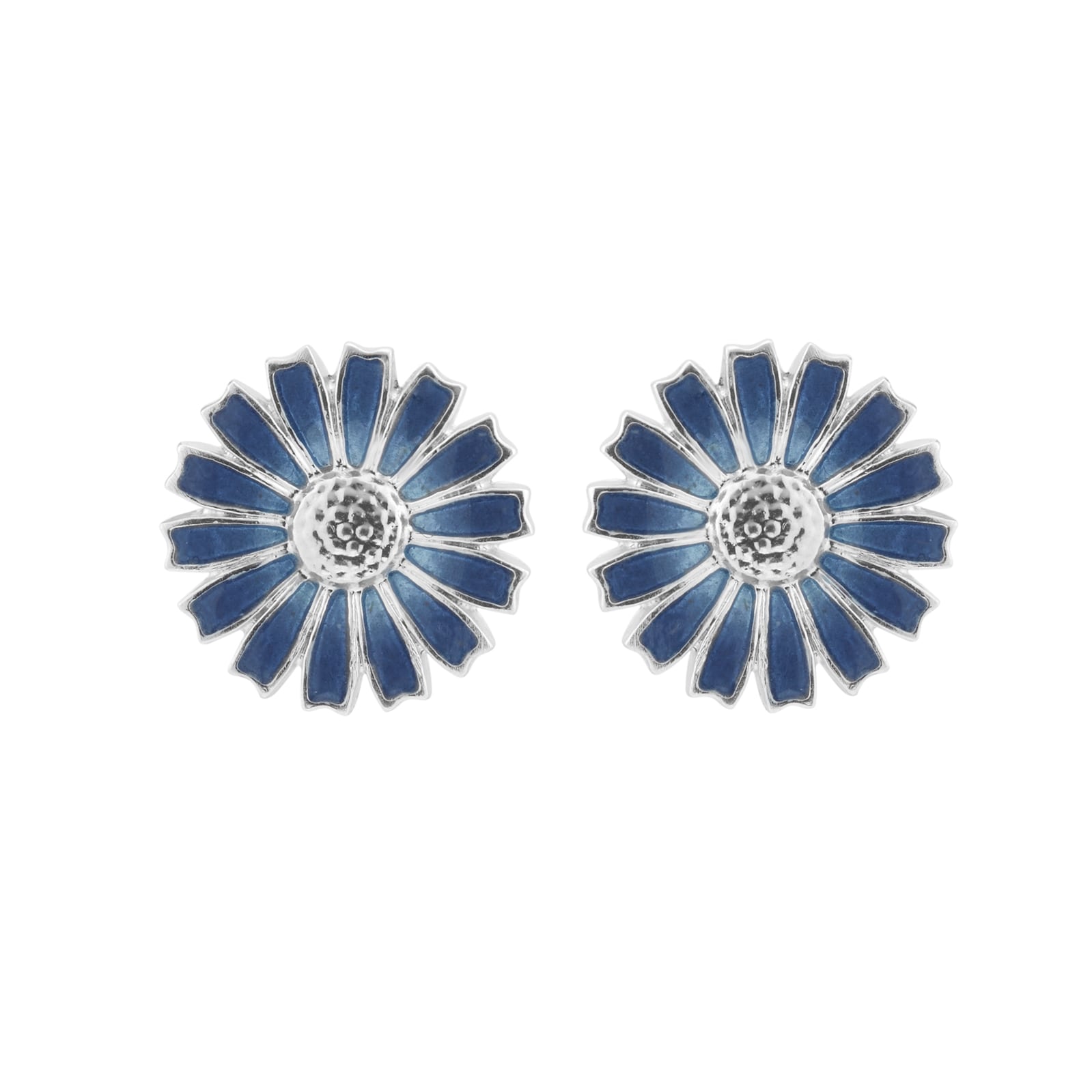 Georg Jensen Sterling Silver & Blue Enamel Daisy Stud Earrings Georg Jensen Sterling Silver & Blue Enamel Daisy Stud Earrings