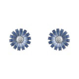 Georg Jensen Sterling Silver & Blue Enamel Daisy Stud Earrings