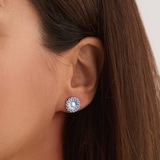 Georg Jensen Sterling Silver & Blue Enamel Daisy Stud Earrings