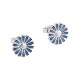 Georg Jensen Sterling Silver & Blue Enamel Daisy Stud Earrings