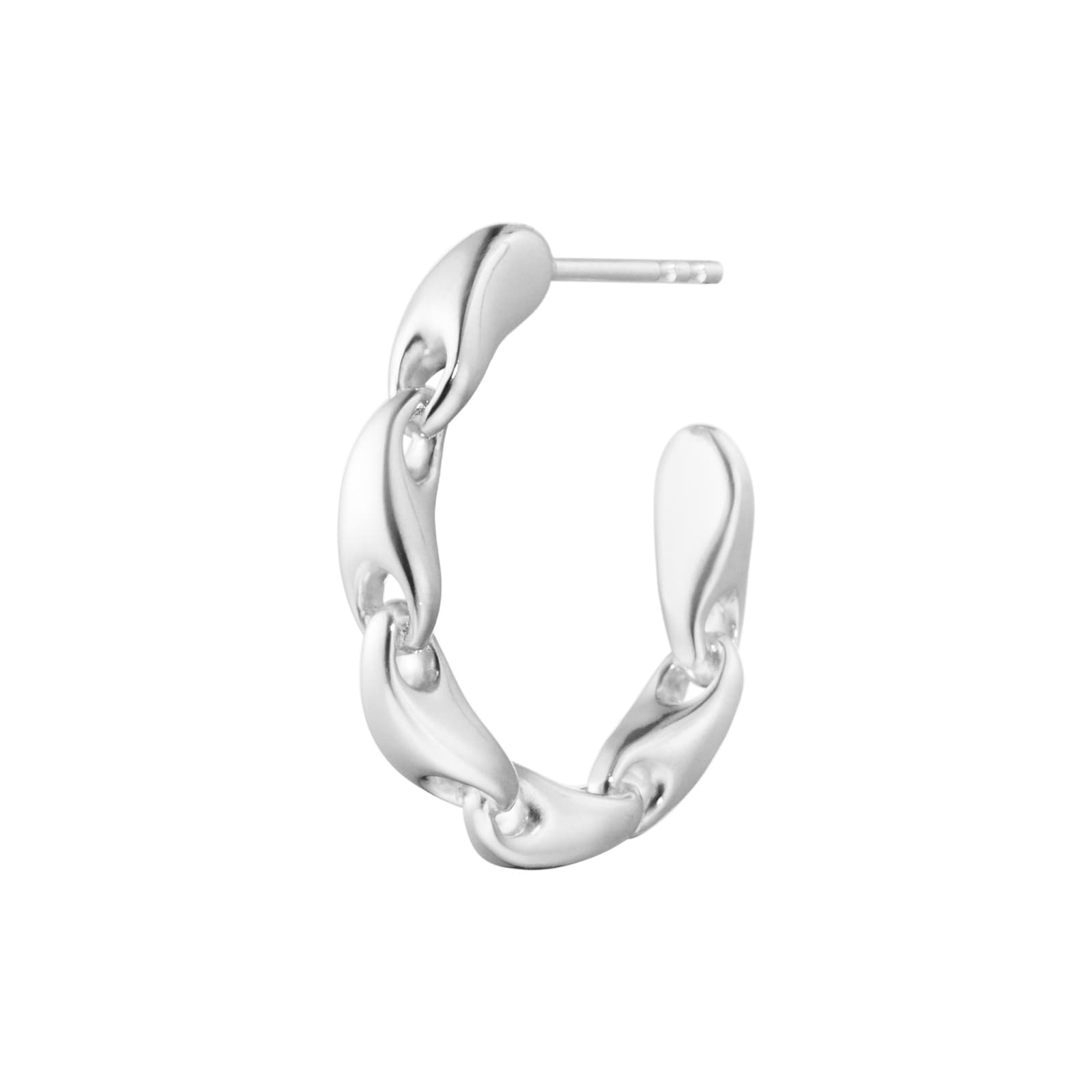 Sterling Silver Reflect Chain Hoop Single Earring - Left