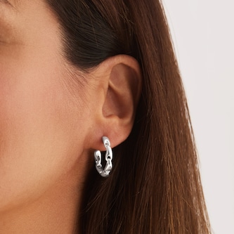 Georg Jensen Sterling Silver Reflect Chain Hoop Single Earring - Right