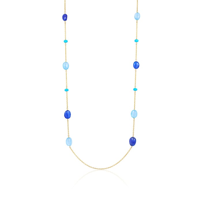 Goshwara 18K Yellow Gold Topaz, Tanzanite & Turquoise Necklace