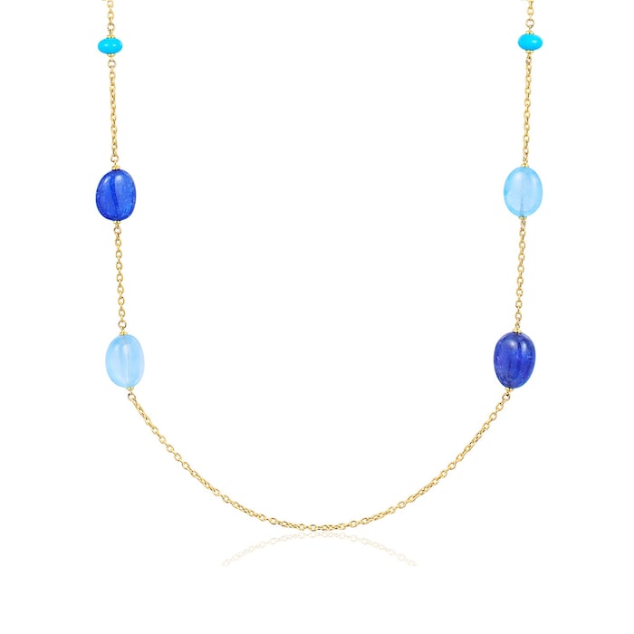 Goshwara 18K Yellow Gold Topaz, Tanzanite & Turquoise Necklace