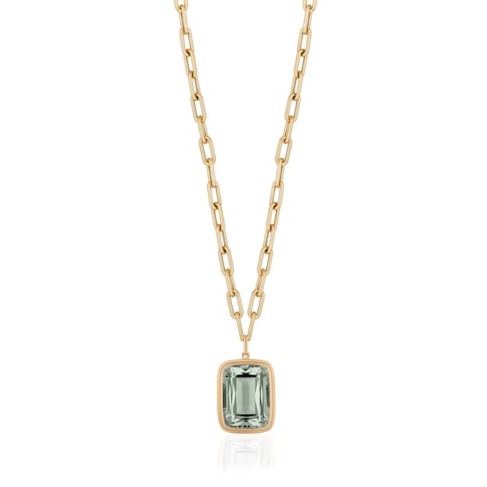 Goshwara 18K Yellow Gold Prasiolite Cushion Pendant