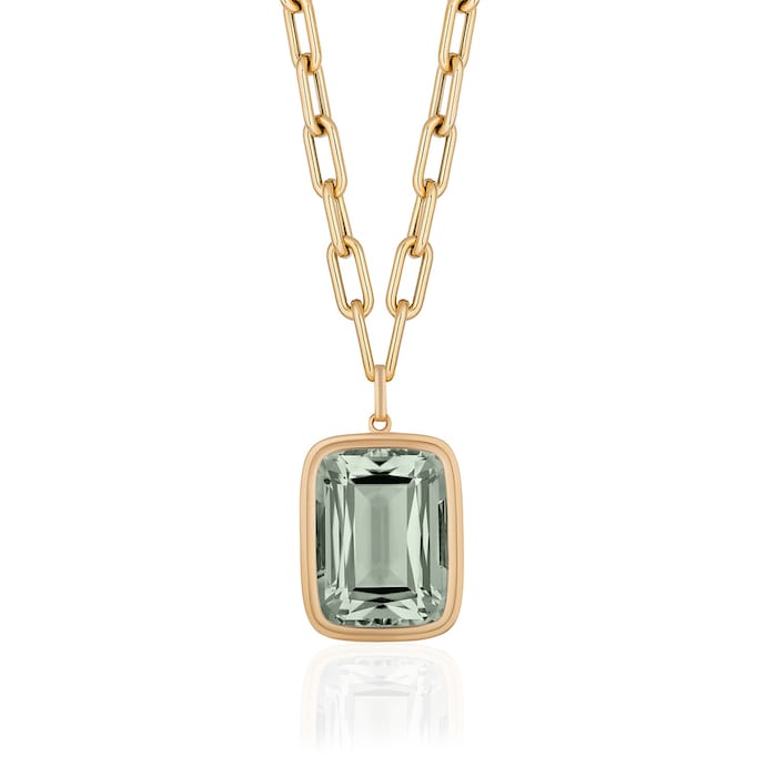 Goshwara 18K Yellow Gold Prasiolite Cushion Pendant