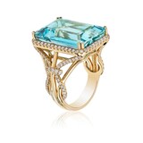 Goshwara 18K Yellow Gold Aquamarine & Diamond Ring