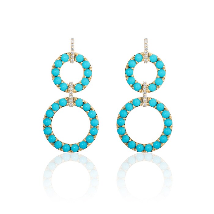 Goshwara 18K Yellow Gold Turquoise & Diamond Drop Earrings