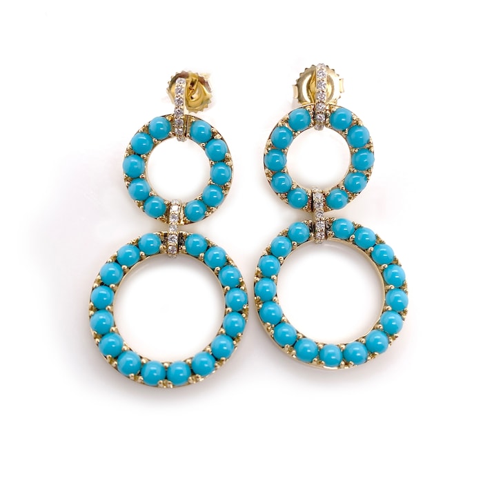 Goshwara 18K Yellow Gold Turquoise & Diamond Drop Earrings