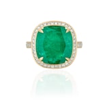 Goshwara 18K Yellow Gold Emerald & Diamond Ring