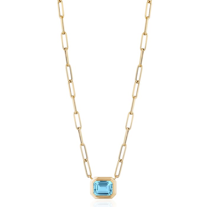 Goshwara 18K Yellow Gold Emerald Cut Blue Topaz Pendant