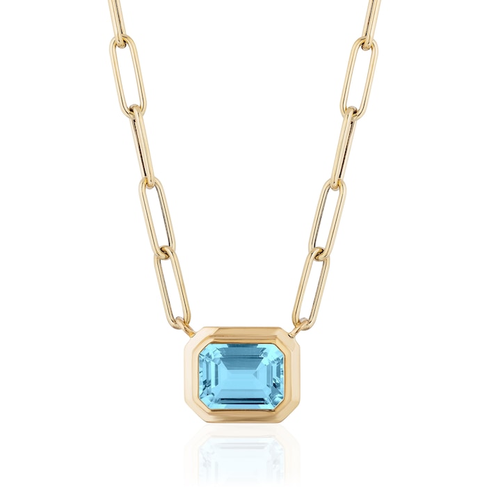 Goshwara 18K Yellow Gold Emerald Cut Blue Topaz Pendant