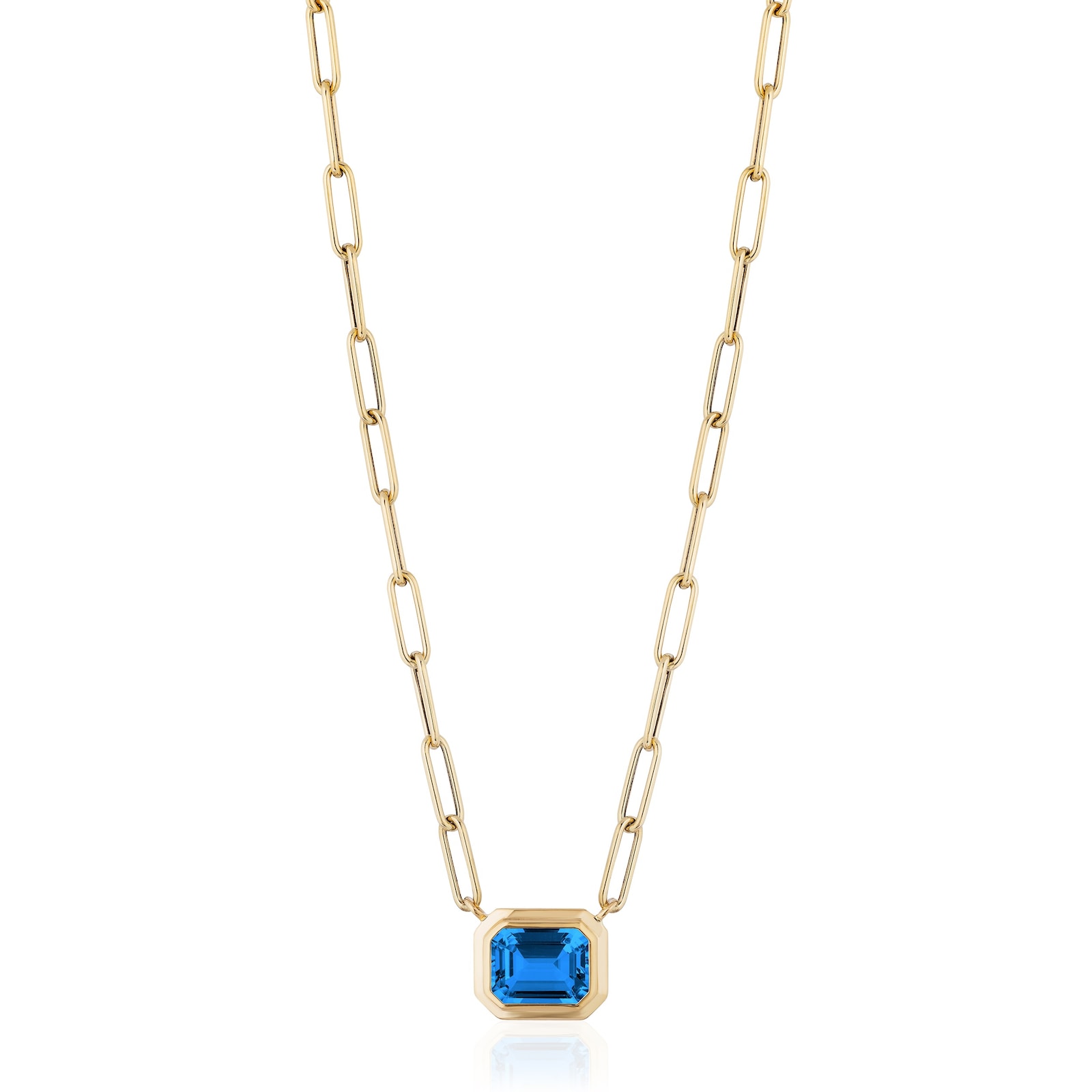 Goshwara 18K Yellow Gold Emerald Cut London Blue Topaz Pendant