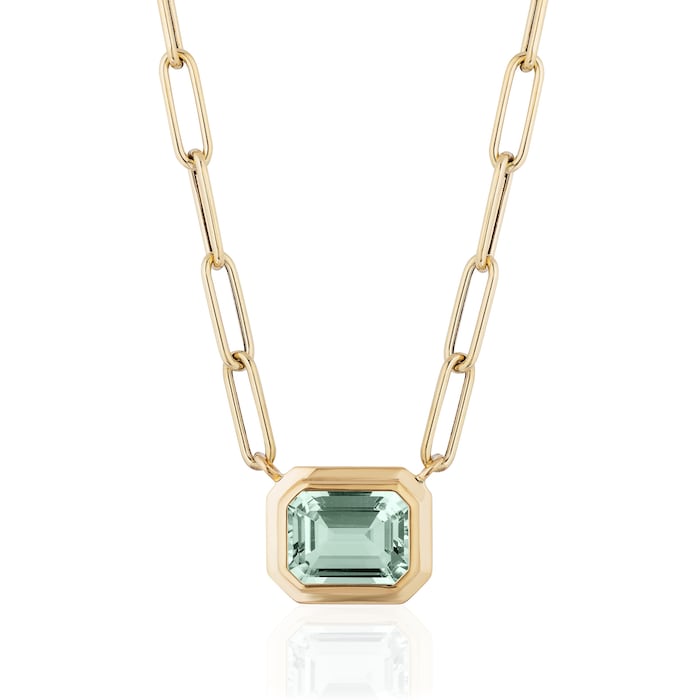 Goshwara 18K Yellow Gold Emerald Cut Prasiolite Pendant