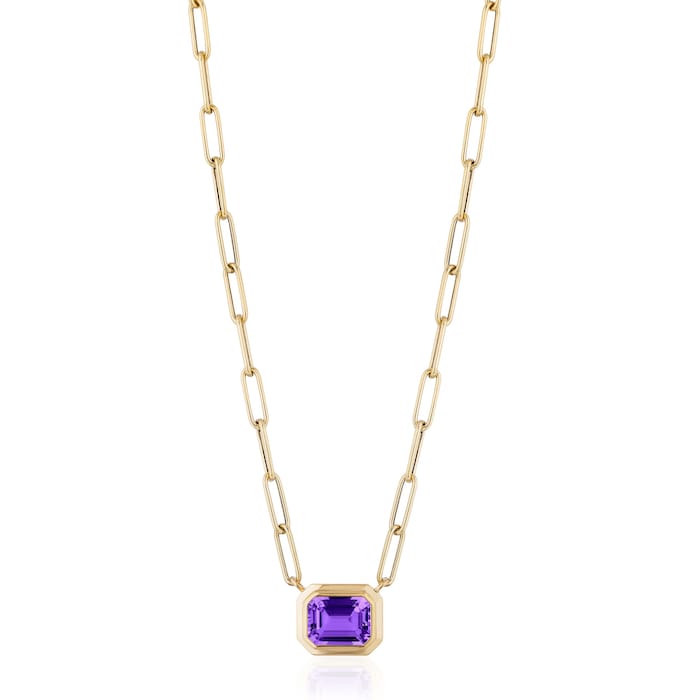 Goshwara 18K Yellow Gold Emerald Cut Amethyst Pendant