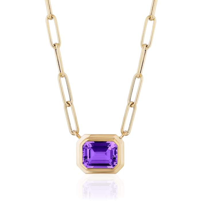 Goshwara 18K Yellow Gold Emerald Cut Amethyst Pendant