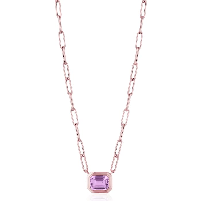 Goshwara 18K Rose Gold Emerald Cut Lavender Amethyst Pendant