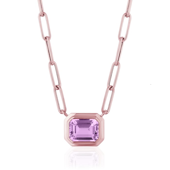 Goshwara 18K Rose Gold Emerald Cut Lavender Amethyst Pendant