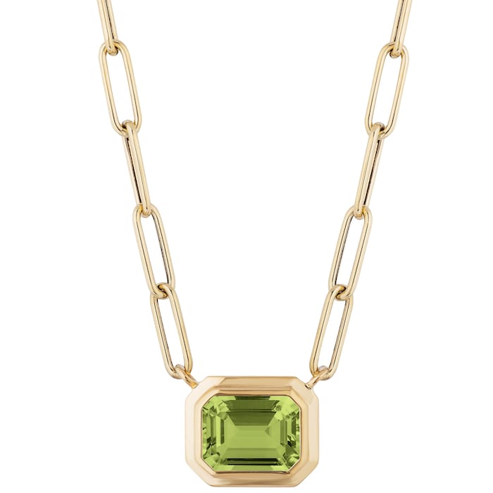 Goshwara 18K Yellow Gold Emerald Cut Peridot Pendant