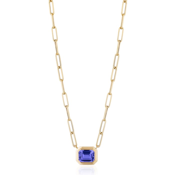 Goshwara 18K Yellow Gold Emerald Cut Tanzanite Pendant