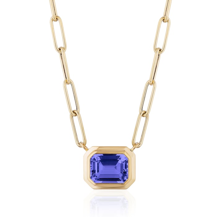 Goshwara 18K Yellow Gold Emerald Cut Tanzanite Pendant