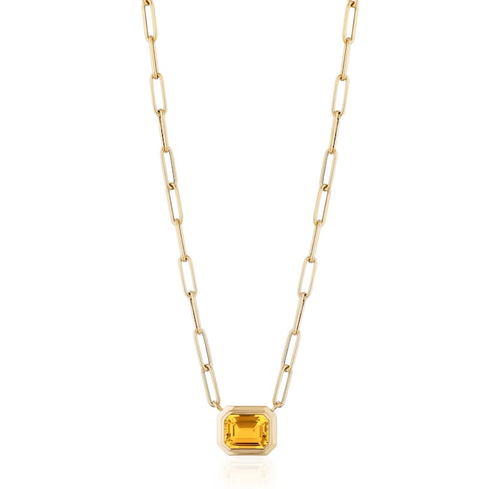 Goshwara 18K Yellow Gold Emerald Cut Citrine Pendant