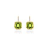 Goshwara 18K Yellow Gold 0.07cttw Diamond & Peridot Drop Earrings
