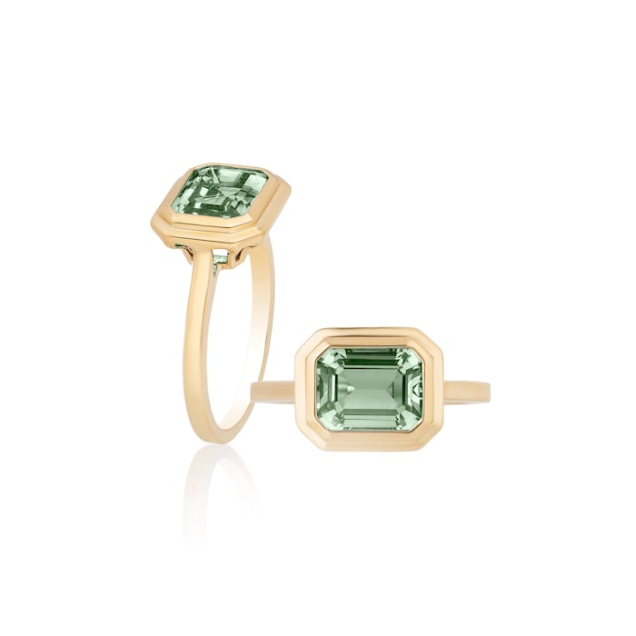 Goshwara 18K Yellow Gold 2.00cttw Emerald Cut Prasiolite Ring