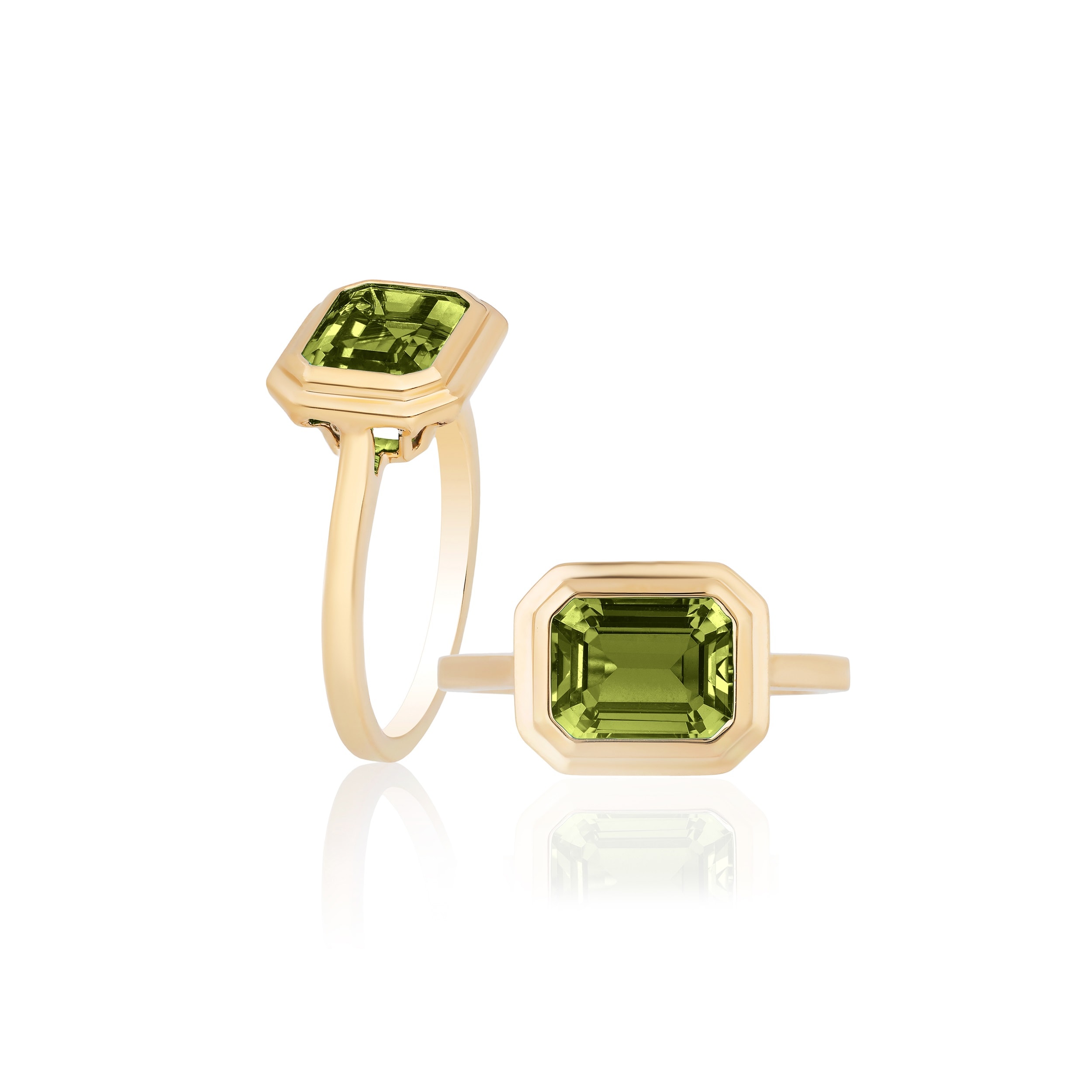 Goshwara 18K Yellow Gold 2.00cttw Emerald Cut Peridot Ring JR0300-PE-Y |  Betteridge