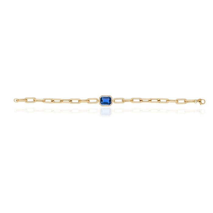 Goshwara 18K Yellow Gold 0.16cttw Diamond & London Blue Topaz Bracelet