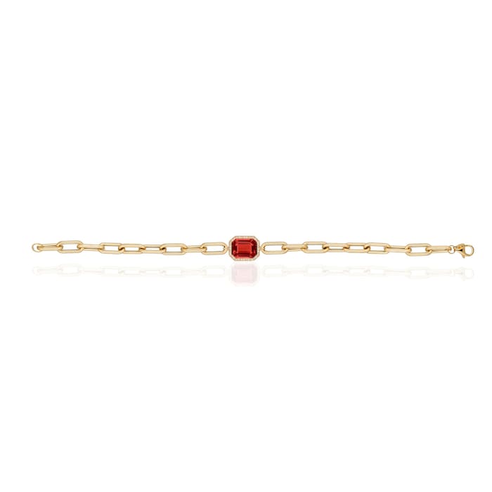 Goshwara 18K Yellow Gold 0.16cttw Diamond & Garnet Bracelet