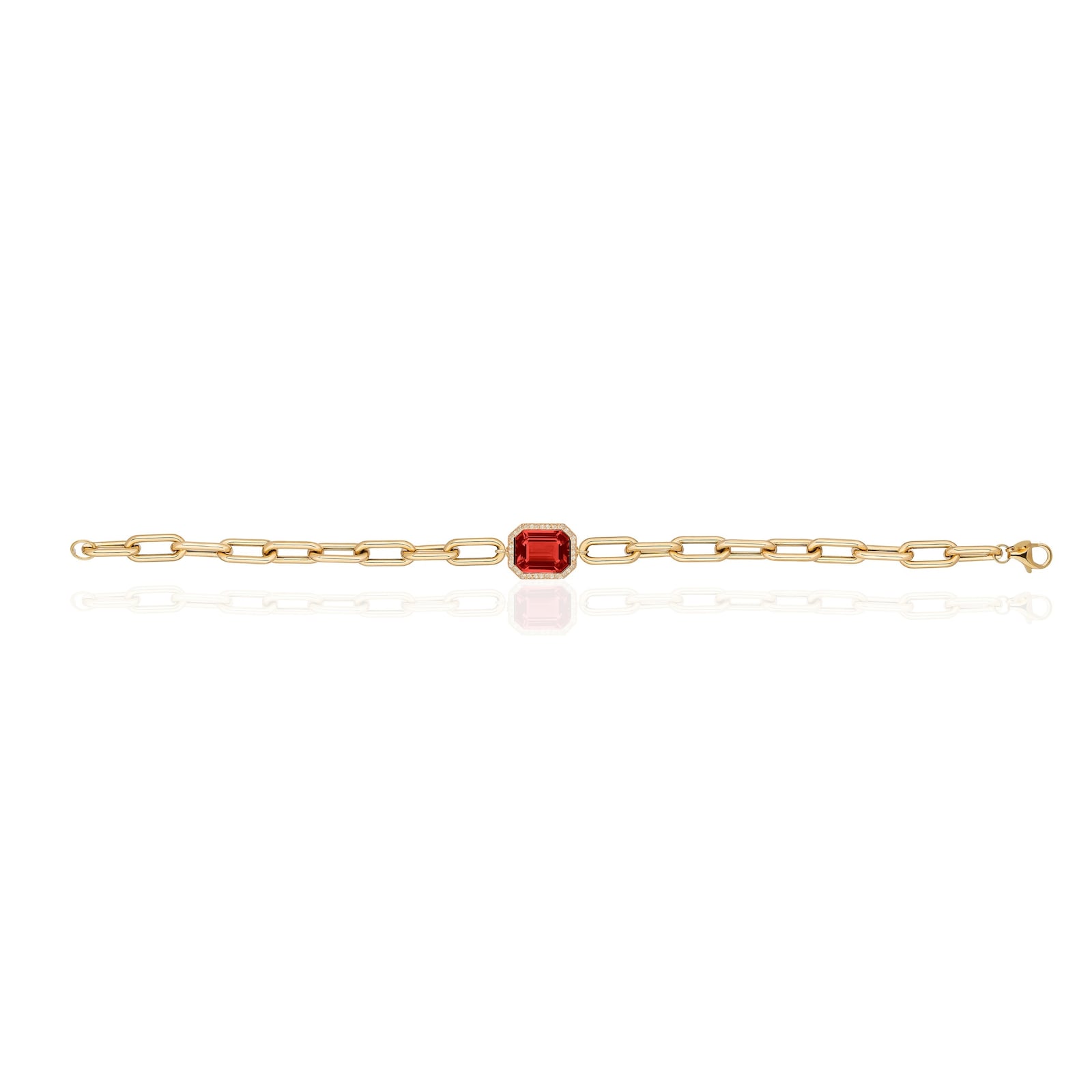 Goshwara 18K Yellow Gold 0.16cttw Diamond & Garnet Bracelet