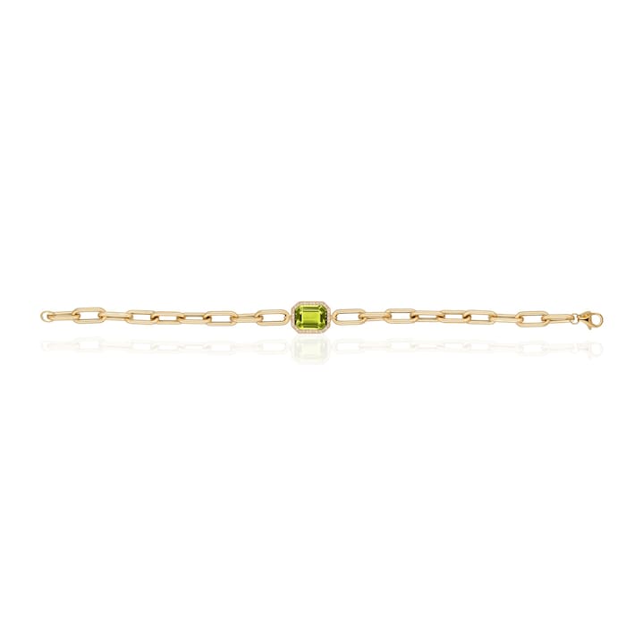 Goshwara 18K Yellow Gold 0.16cttw Diamond & Peridot Bracelet